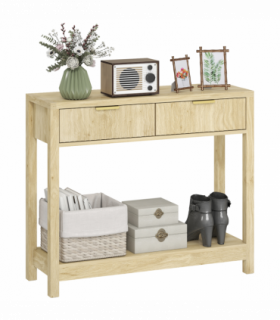 HOMCOM Modern Console Table with Fluted Panel Drawers, Narrow Hallway Table