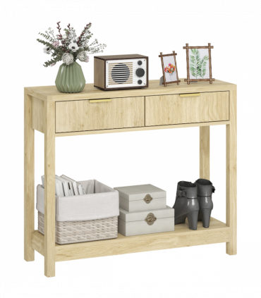 HOMCOM Modern Console Table with Fluted Panel Drawers, Narrow Hallway Table