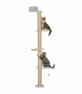 Wall Mounted Cat Shelves with 4 Climbing Platforms for Indoor, Light Grey
