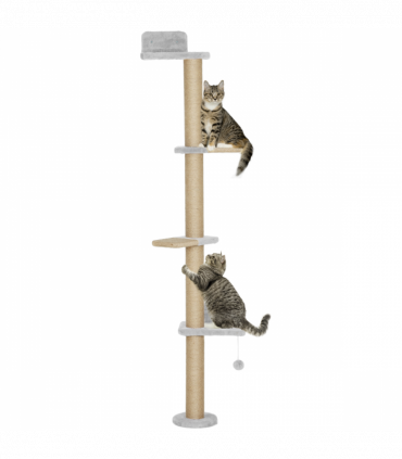 Wall Mounted Cat Shelves with 4 Climbing Platforms for Indoor, Light Grey