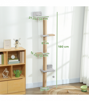 Wall Mounted Cat Shelves with 4 Climbing Platforms for Indoor, Light Grey