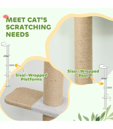 Wall Mounted Cat Shelves with 4 Climbing Platforms for Indoor, Light Grey