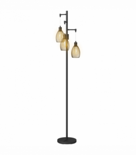 HOMCOM Industrial 3-Light Floor Lamp Dimmable LED Standing Lamp, Black