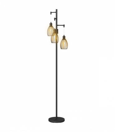 HOMCOM Industrial 3-Light Floor Lamp Dimmable LED Standing Lamp, Black