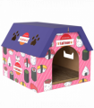 PawHut 2-in-1 Cat Scratching Board House with 4 Paw-Shaped Vents, Pink