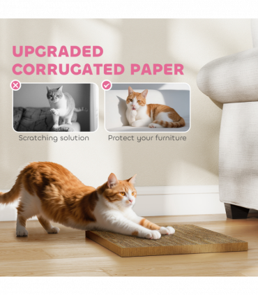 PawHut 2-in-1 Cat Scratching Board House with 4 Paw-Shaped Vents, Pink