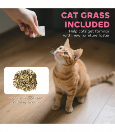 PawHut 2-in-1 Cat Scratching Board House with 4 Paw-Shaped Vents, Pink