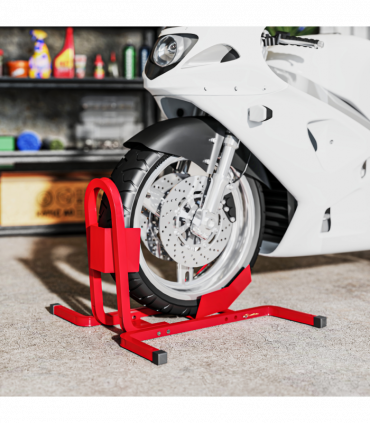 HOMCOM Adjustable Motorcycle Wheel Chock Motorbike Holder with Metal Frame