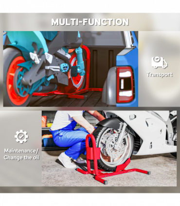 HOMCOM Adjustable Motorcycle Wheel Chock Motorbike Holder with Metal Frame