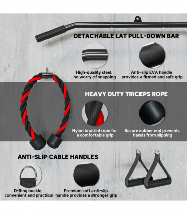 Weight Cable Pulley System for Home Gym with Universal Loading Pin