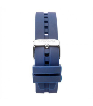 Sekonda Mens Day Date Grey Dial Blue Rubber Strap Watch - 1702