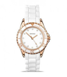 Sekonda Womens Fashion White & Rose Gold Rubber Strap Watch 4742
