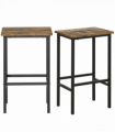 Set of 2 Kitchen Breakfast Bar Chairs with Footrest, Rustic Brown