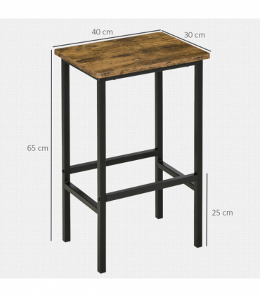 Set of 2 Kitchen Breakfast Bar Chairs with Footrest, Rustic Brown