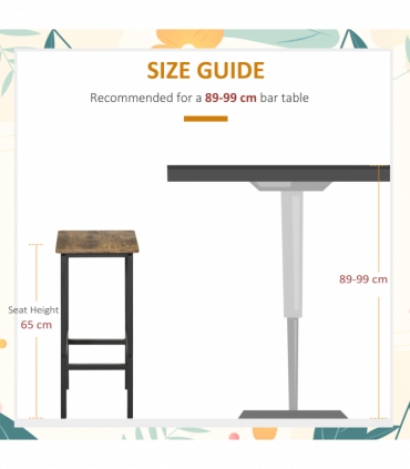 Set of 2 Kitchen Breakfast Bar Chairs with Footrest, Rustic Brown