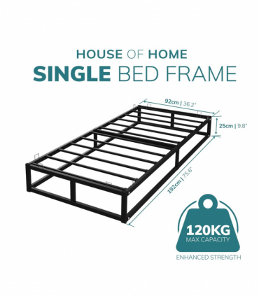 Single Metal Bed Frame Square Tube - Improved