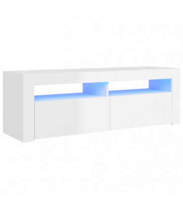 TV Cabinet with LED Lights High Gloss White 120x35x40 cm