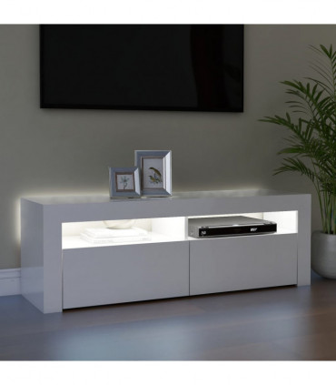 TV Cabinet with LED Lights High Gloss White 120x35x40 cm