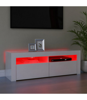 TV Cabinet with LED Lights High Gloss White 120x35x40 cm
