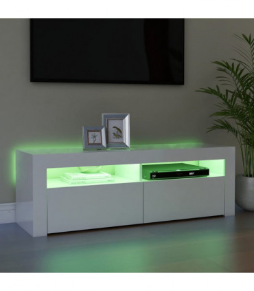 TV Cabinet with LED Lights High Gloss White 120x35x40 cm