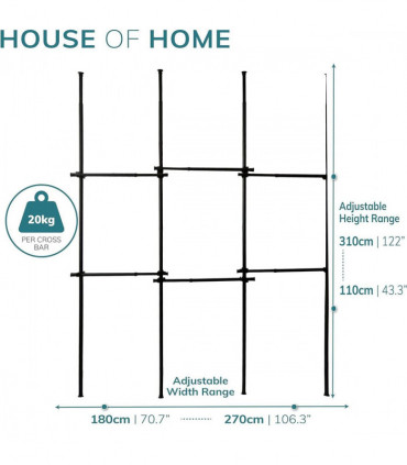 Triple Telescopic Black Wardrobe Organiser Hanging Rail Clothes Rack Adjustable Storage Shelving