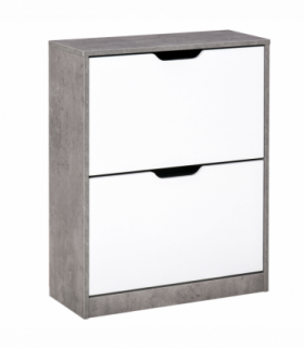 Two Drawer Shoe Cabinet Home Storage Organiser  Groove Handles Hallway HOMCOM