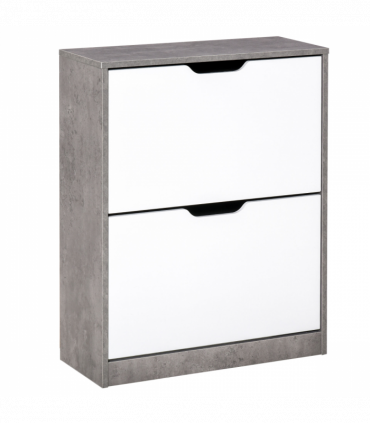 Two Drawer Shoe Cabinet Home Storage Organiser  Groove Handles Hallway HOMCOM