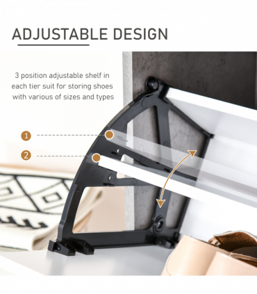 Two Drawer Shoe Cabinet Home Storage Organiser  Groove Handles Hallway HOMCOM