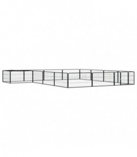 vidaXL 16-Panel Dog Playpen Black 100x50 cm Powder-coated Steel