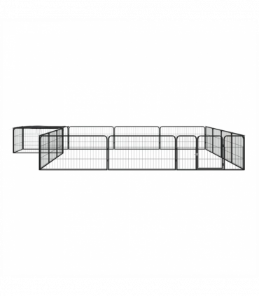 vidaXL 16-Panel Dog Playpen Black 100x50 cm Powder-coated Steel