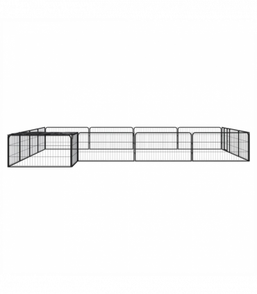 vidaXL 16-Panel Dog Playpen Black 100x50 cm Powder-coated Steel