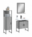 vidaXL 3 Piece Bathroom Cabinet Set Grey Sonoma Engineered Wood