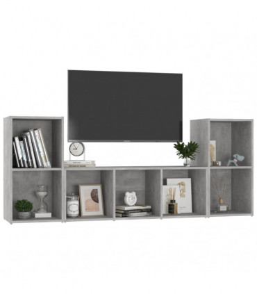 vidaXL 3 Piece TV Cabinet Set Concrete Grey Engineered Wood