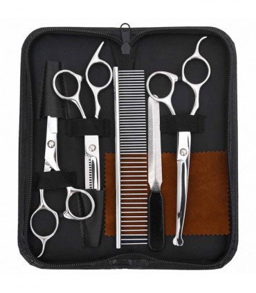 vidaXL 6 Piece Dog Grooming Scissors Set Stainless Steel