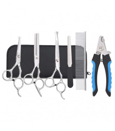 vidaXL 6 Piece Dog Grooming Scissors Set Stainless Steel