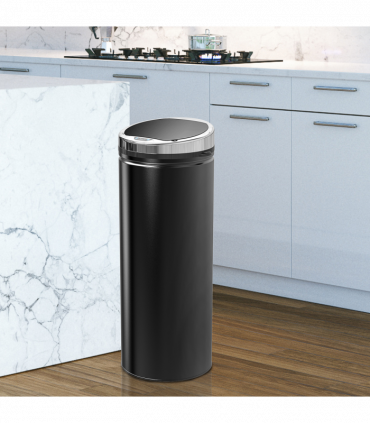 Sensor Trash Can 50L Stainless Steel Black 30.5cm x 30.5cm x 81.5cm