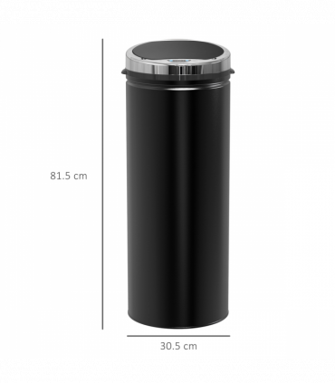 Sensor Trash Can 50L Stainless Steel Black 30.5cm x 30.5cm x 81.5cm