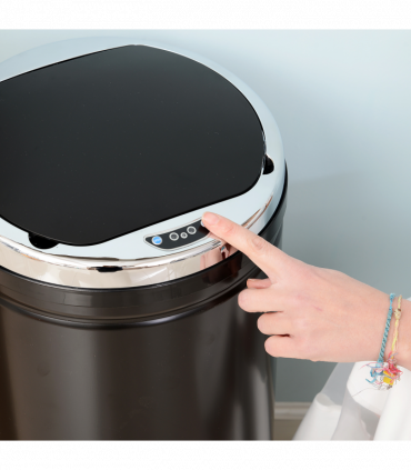 Sensor Trash Can 50L Stainless Steel Black 30.5cm x 30.5cm x 81.5cm