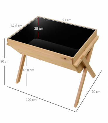 Plant Stand Large Fir Wood Oak Tone 100cm x 70cm x 80cm Natural Finish UV Liner
