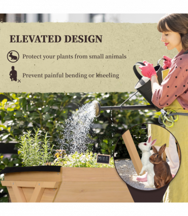 Plant Stand Large Fir Wood Oak Tone 100cm x 70cm x 80cm Natural Finish UV Liner