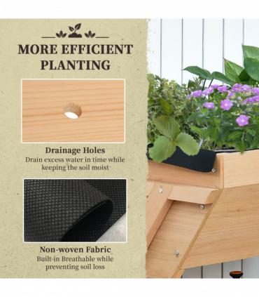 Plant Stand Large Fir Wood Oak Tone 100cm x 70cm x 80cm Natural Finish UV Liner