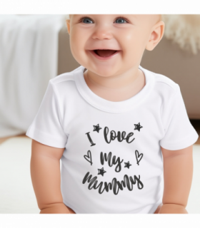 Black and White I Love My Mummy Baby Vest, babygrow, Romper Sleepsuit, Bib