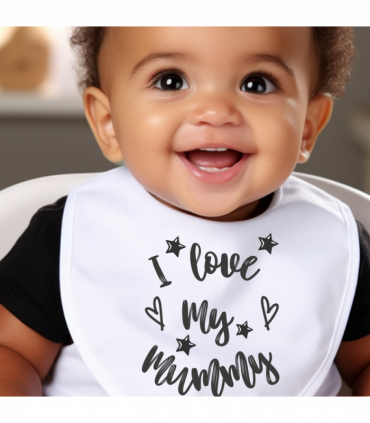 Black and White I Love My Mummy Baby Vest, babygrow, Romper Sleepsuit, Bib