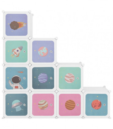 Cube Storage Cabinet for Kids with 10 Cubes White PP