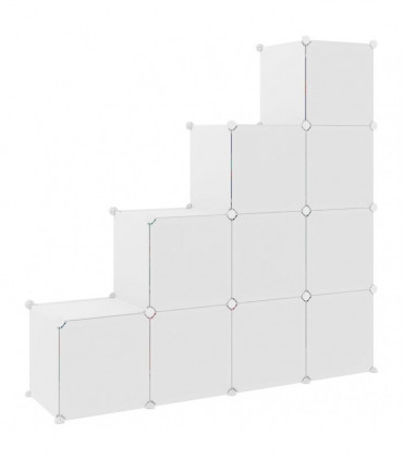 Cube Storage Cabinet for Kids with 10 Cubes White PP