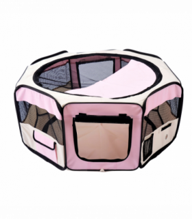 Fabric Pet Playpen Pink 90L x 90W x 41H cm Puppy Dog Cat Rabbit Pig Guinea S M L