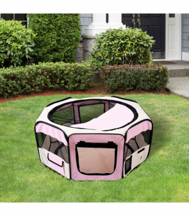 Fabric Pet Playpen Pink 90L x 90W x 41H cm Puppy Dog Cat Rabbit Pig Guinea S M L