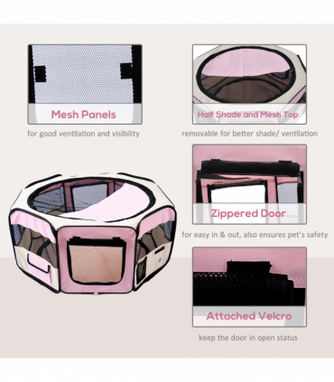 Fabric Pet Playpen Pink 90L x 90W x 41H cm Puppy Dog Cat Rabbit Pig Guinea S M L