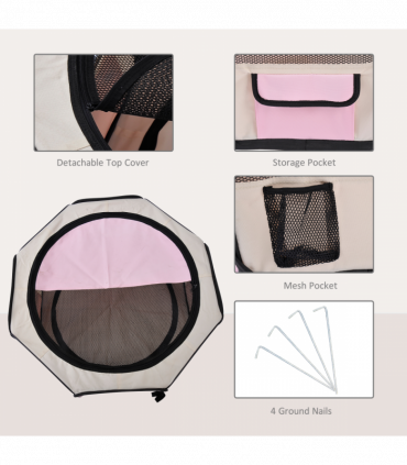 Fabric Pet Playpen Pink 90L x 90W x 41H cm Puppy Dog Cat Rabbit Pig Guinea S M L