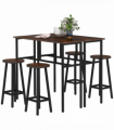 HOMCOM 6-Piece Industrial Bar Table Set, 2 Kitchen Tables with 4 Stools, Brown